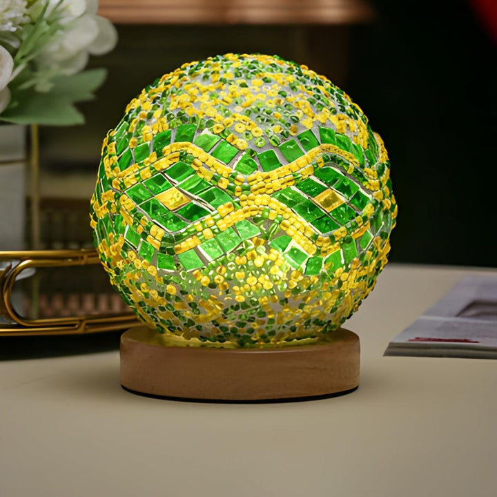 Turkish Style Bohemian Mosaic Bedside Table Lamp With Patterned Projections