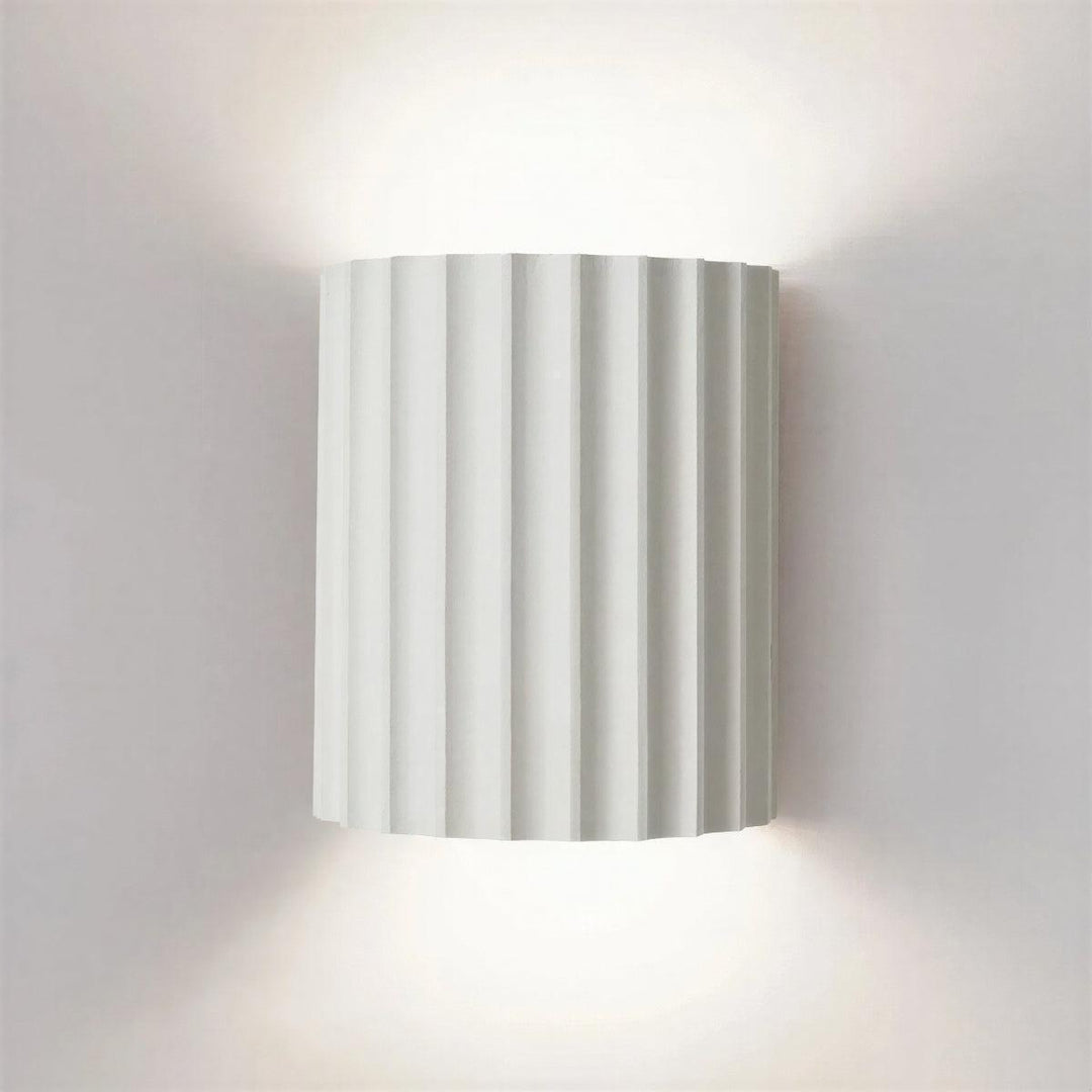 Up And Down Wall Light With Architectural Curved Fluted Shade