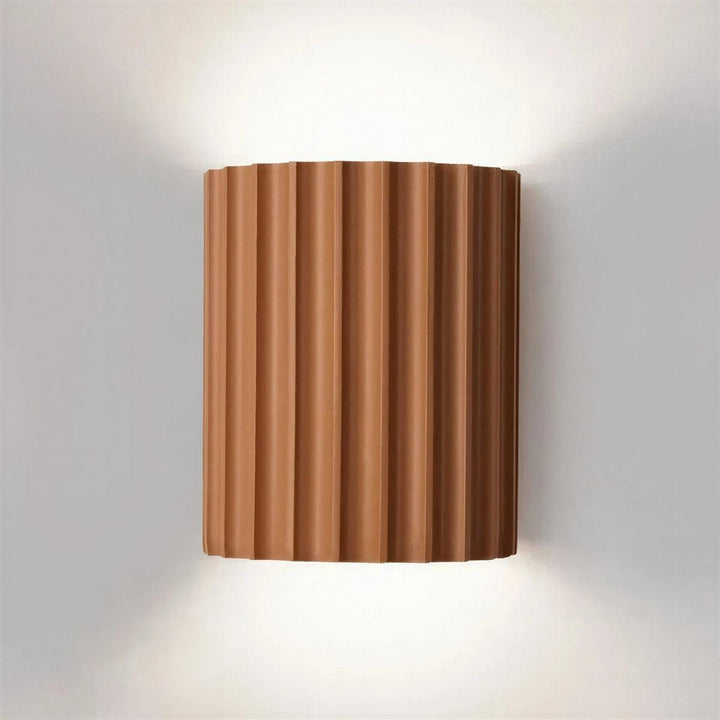 Up And Down Wall Light With Architectural Curved Fluted Shade