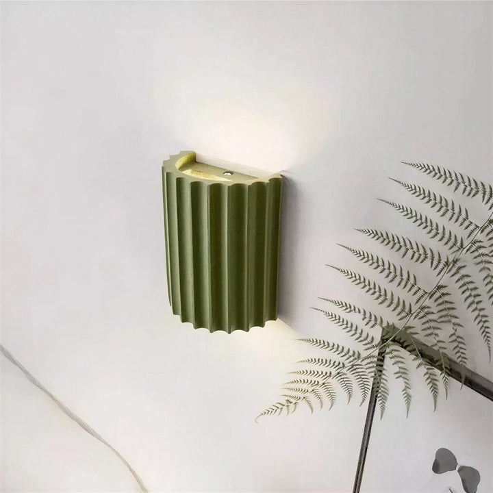 Up And Down Wall Light With Architectural Curved Fluted Shade