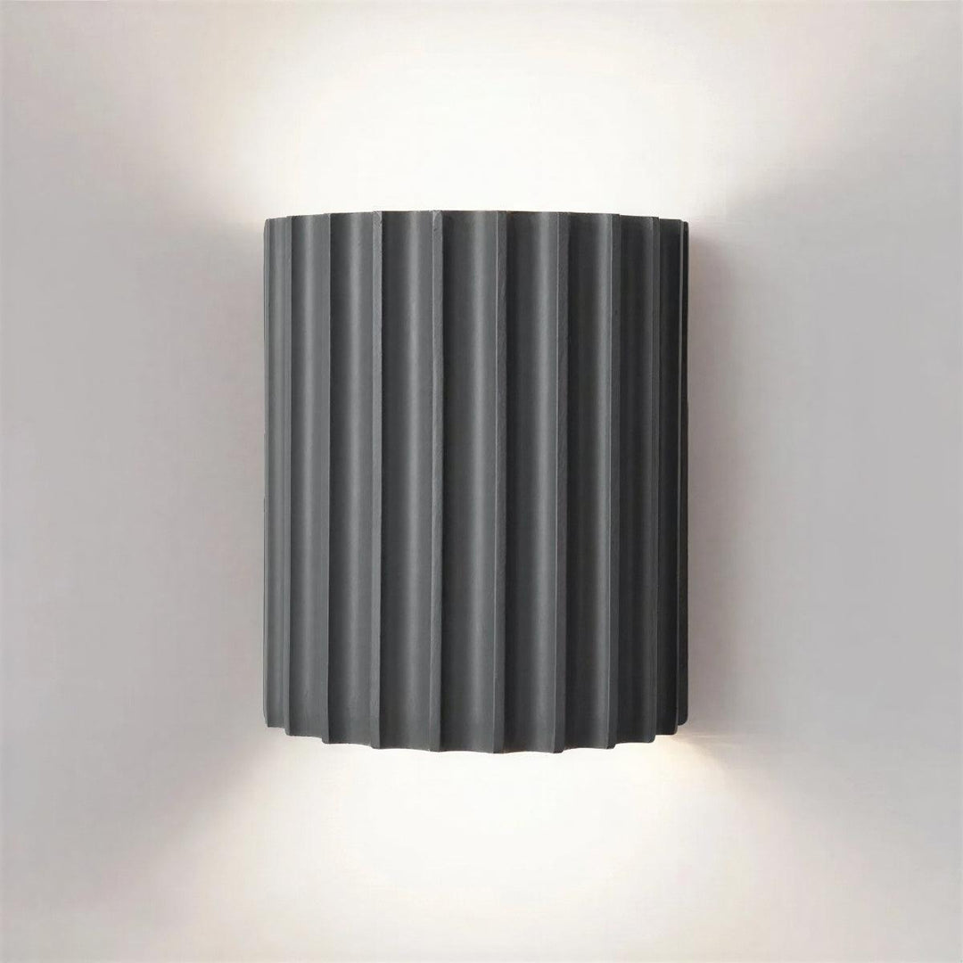 Up And Down Wall Light With Architectural Curved Fluted Shade