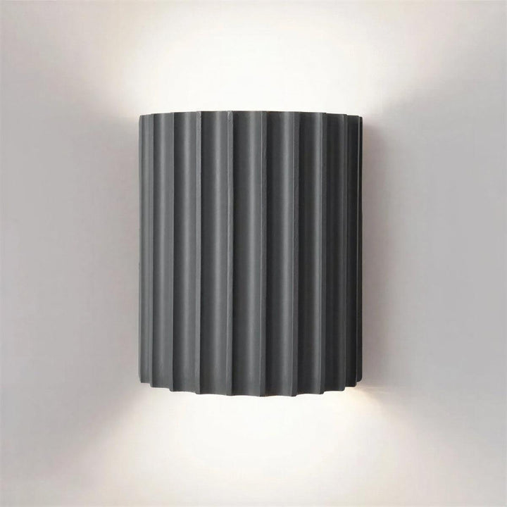 Up And Down Wall Light With Architectural Curved Fluted Shade