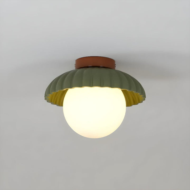 Vintage Flush Mount Ceiling Light Fixture With Glass Globe