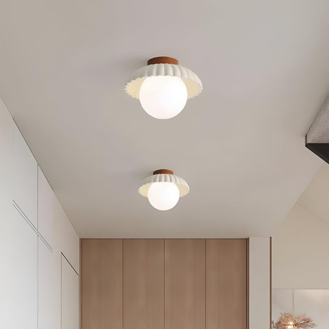 Vintage Flush Mount Ceiling Light Fixture With Glass Globe