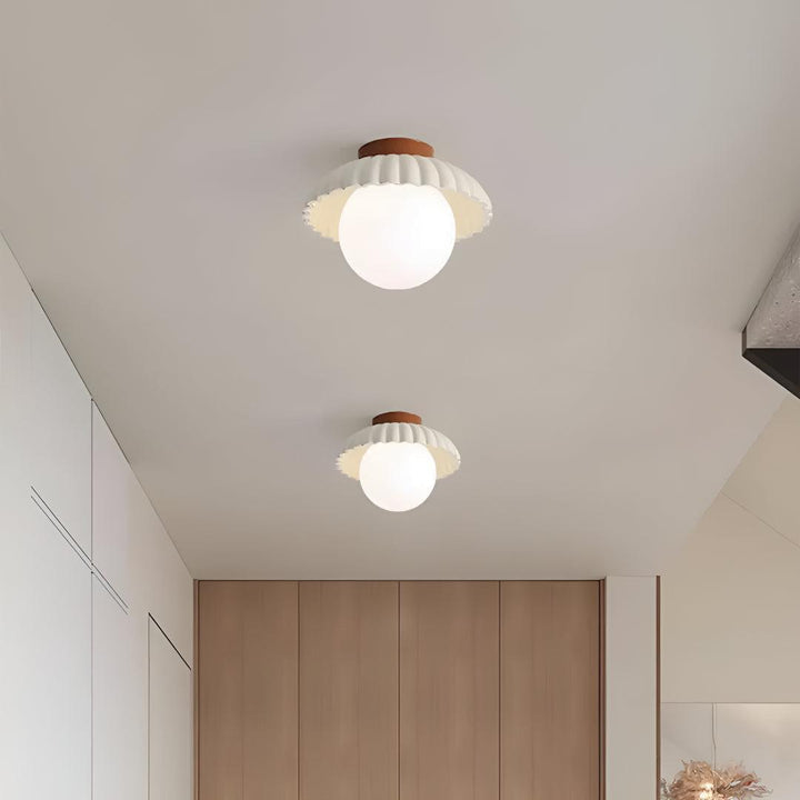 Vintage Flush Mount Ceiling Light Fixture With Glass Globe