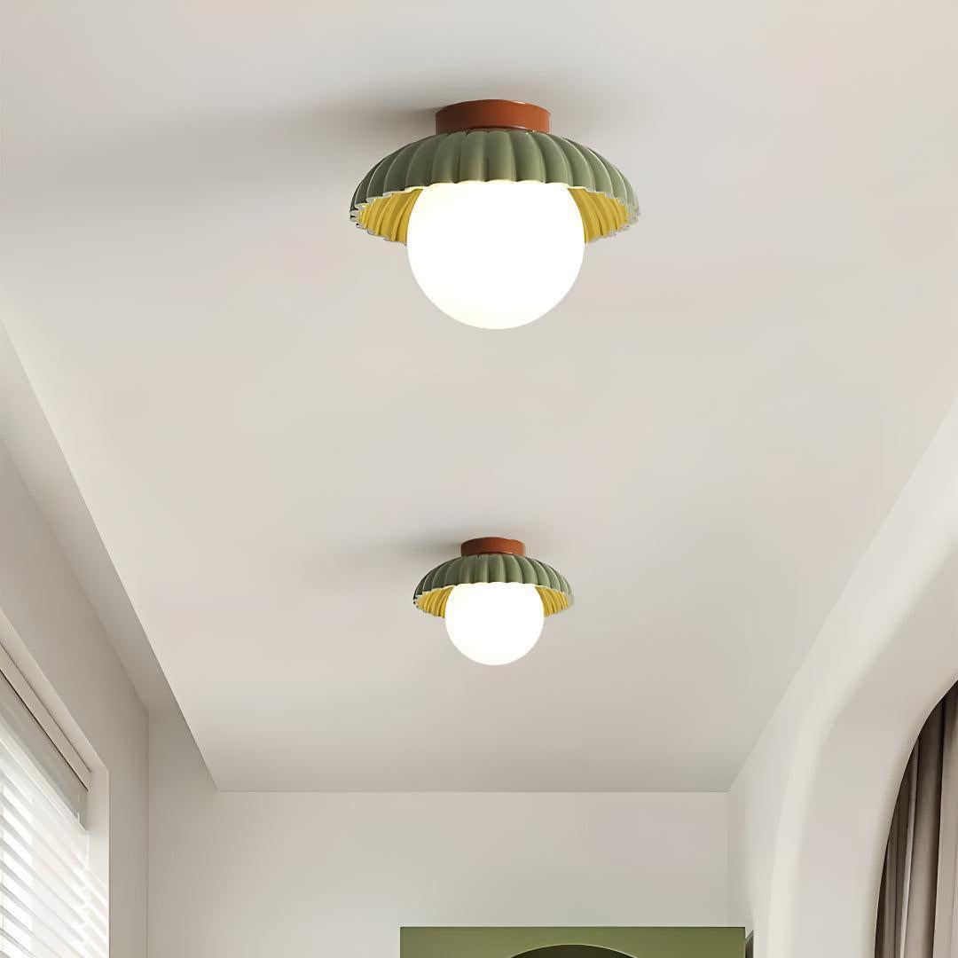 Vintage Flush Mount Ceiling Light Fixture With Glass Globe
