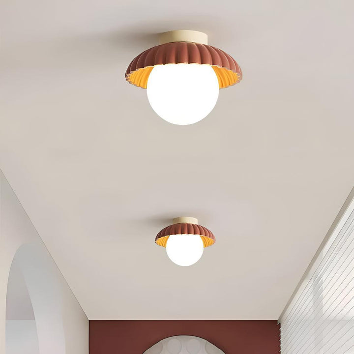 Vintage Flush Mount Ceiling Light Fixture With Glass Globe
