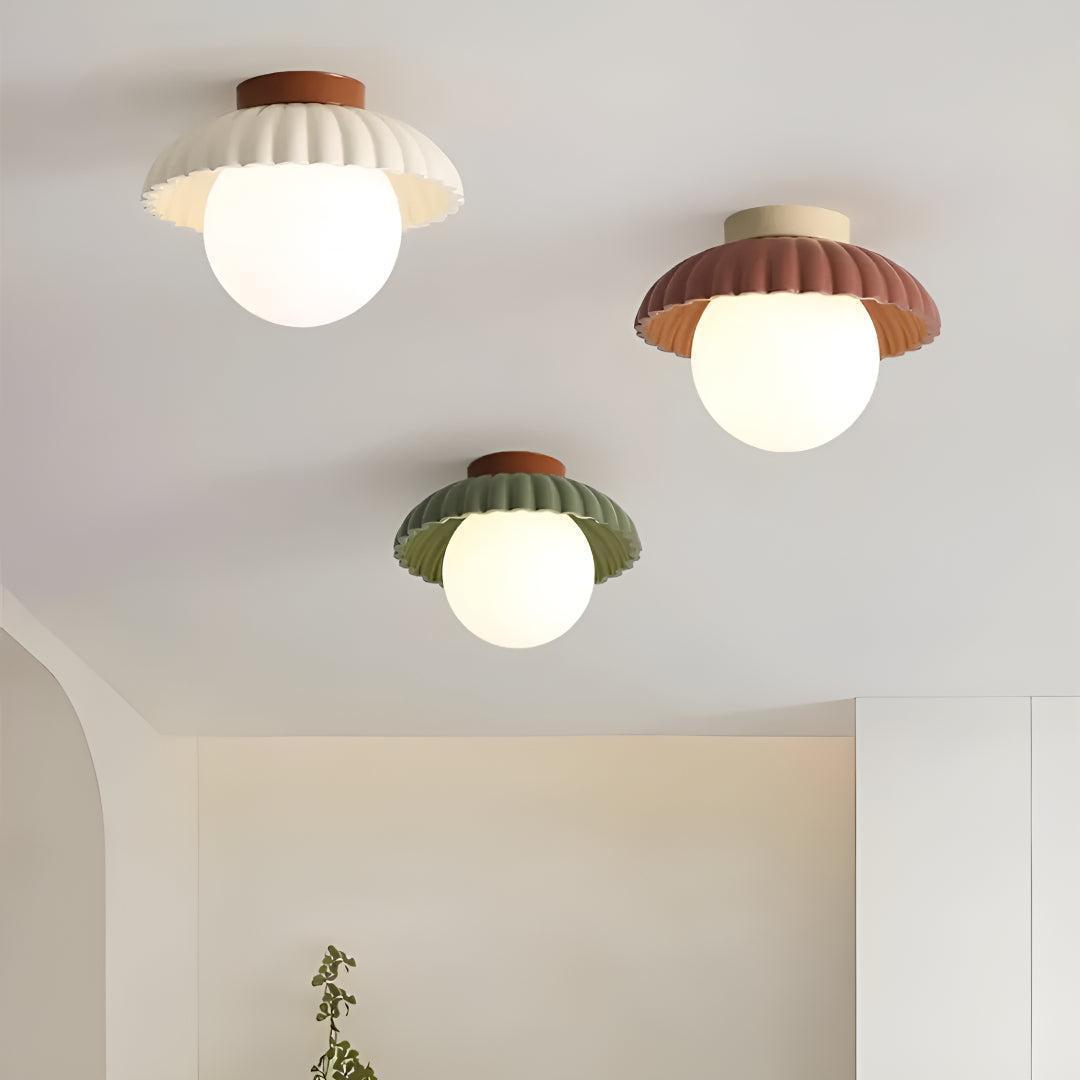 Vintage Flush Mount Ceiling Light Fixture With Glass Globe