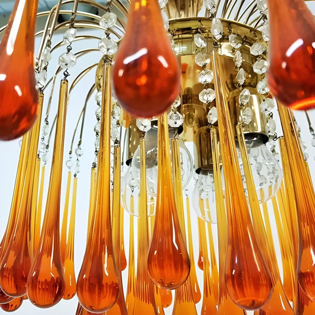 Vintage Murano Ceiling Chandelier Light With Raindrop Design