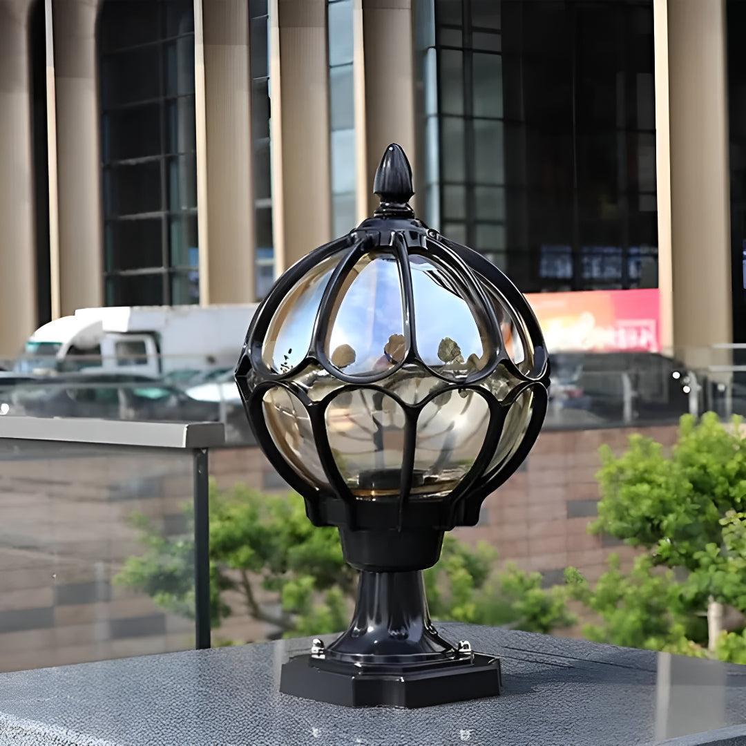 Vintage Outdoor Glass Pier Mount Post Light With Globe Design