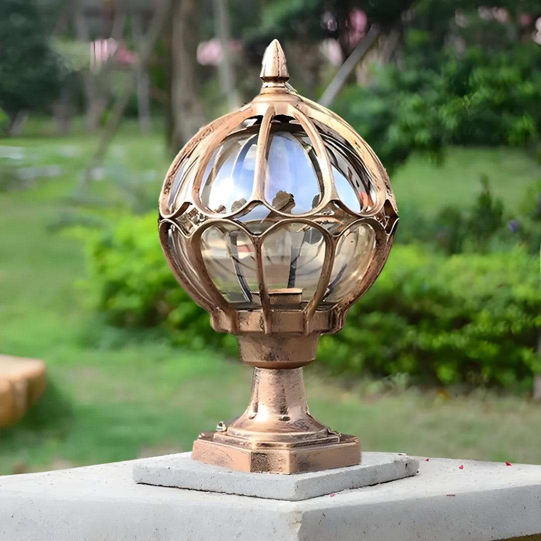 Vintage Outdoor Glass Pier Mount Post Light With Globe Design