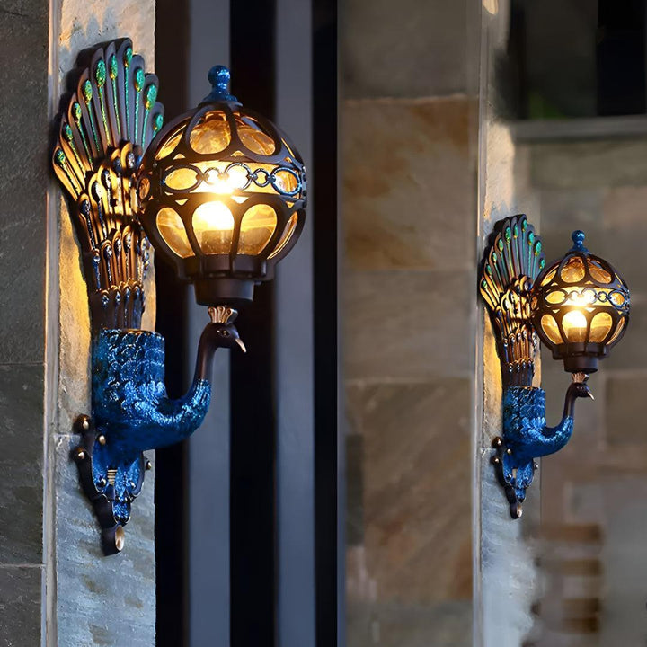 Vintage Peacock Outdoor Wall Light