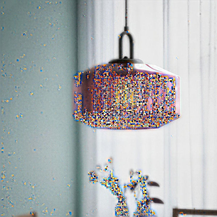 Vintage Ribbed Hanging Glass Pendant Light