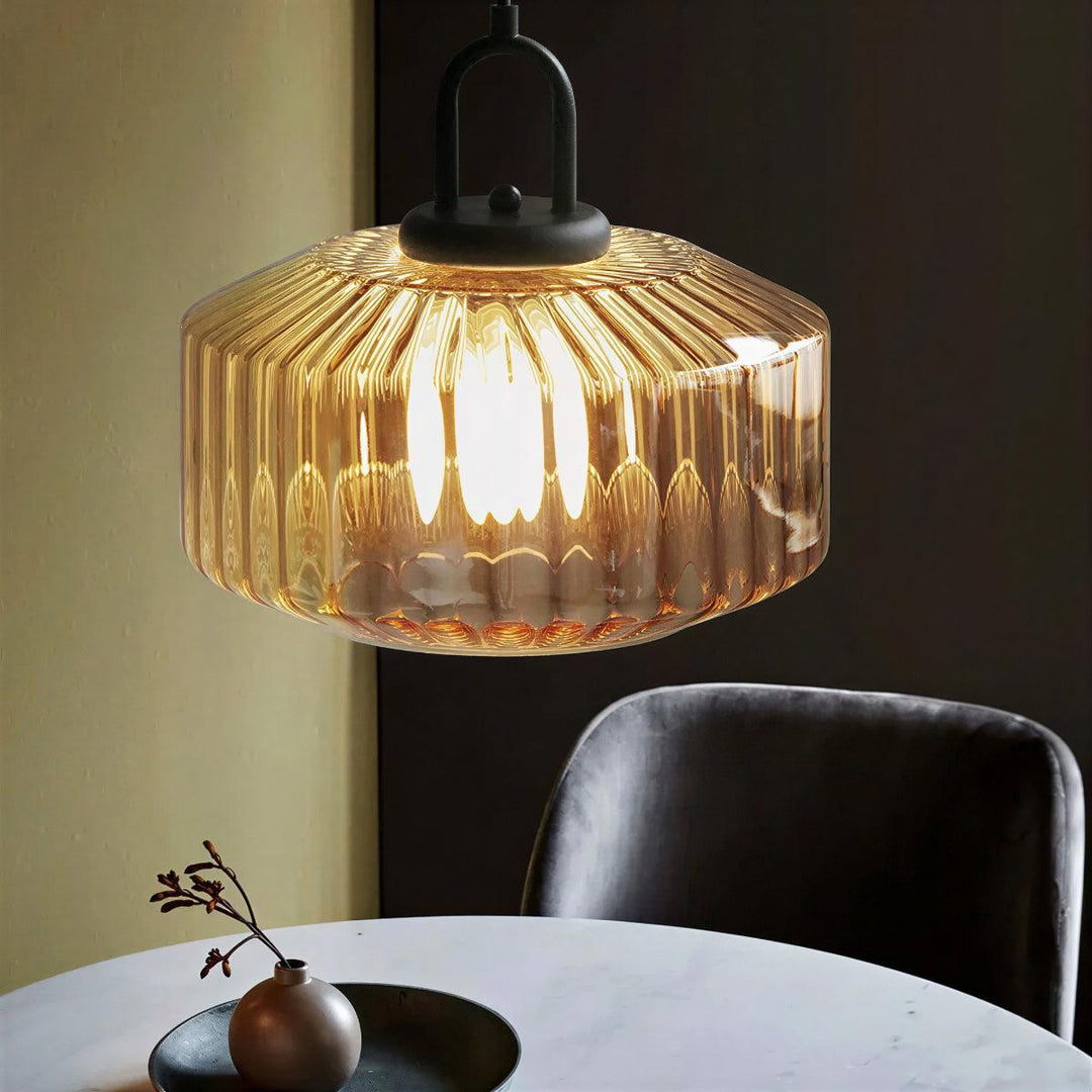 Vintage Striped Hanging Glass Pendant Light