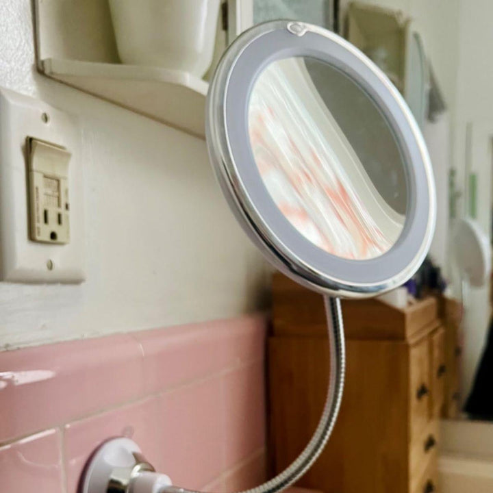 Wall Mounted LED Magnifying Vanity Mirror With 10x Zoom And Bright Lighting For Makeup