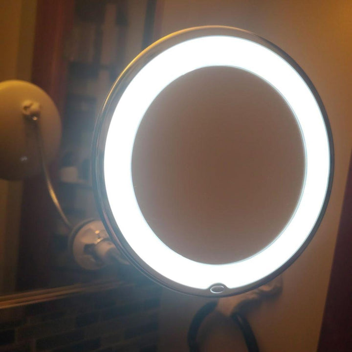 Wall Mounted LED Magnifying Vanity Mirror With 10x Zoom And Bright Lighting For Makeup