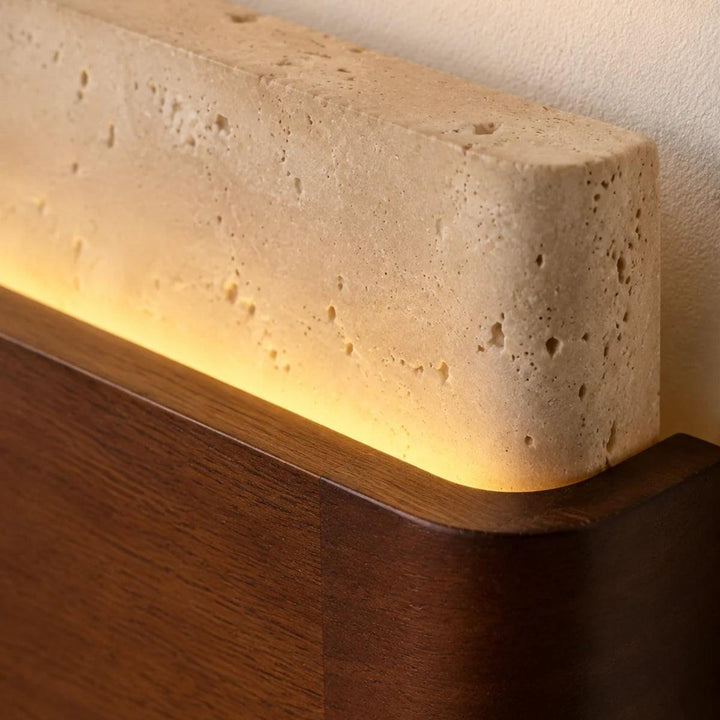 Wall Mounted Stone And Wood Styled Sconce Light Fixture