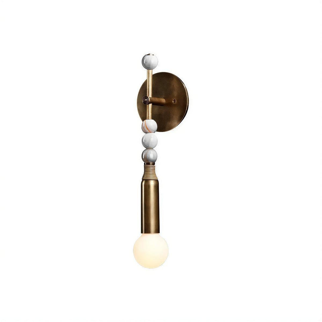 Wall Sconce Light With Fluted Brass And Marble