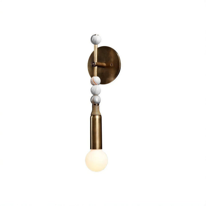 Wall Sconce Light With Fluted Brass And Marble