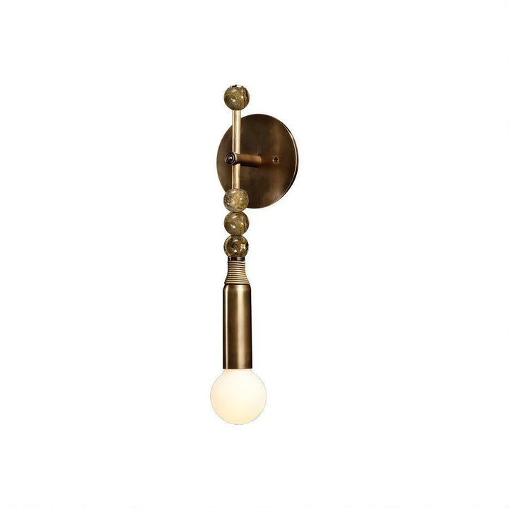 Wall Sconce Light With Fluted Brass And Marble