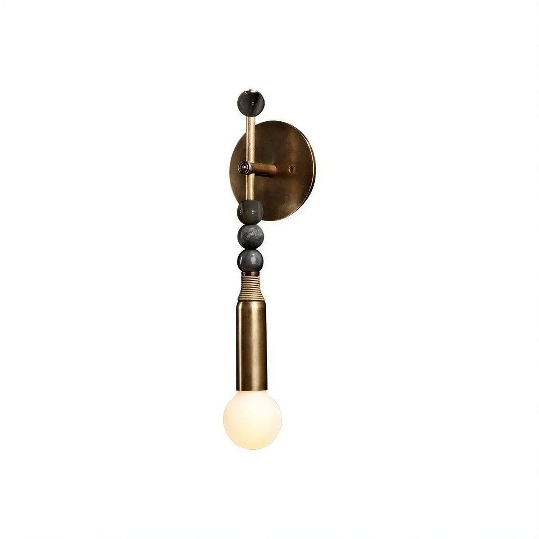 Wall Sconce Light With Fluted Brass And Marble