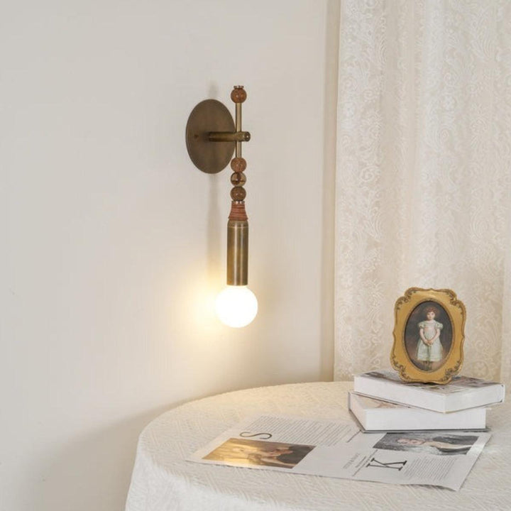 Wall Sconce Light With Fluted Brass And Marble