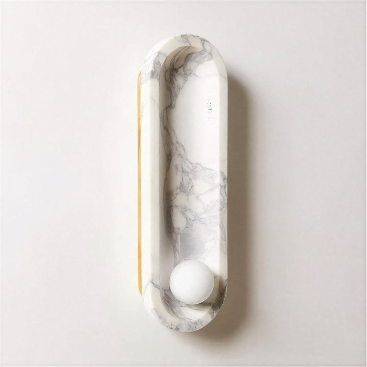 Wall Sconce Light With Marble Lampshade And Refined Timeless Design