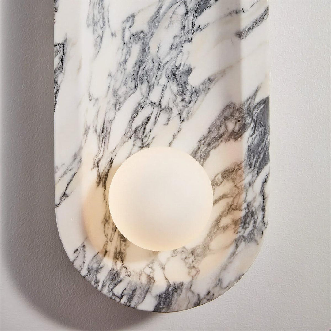 Wall Sconce Light With Marble Lampshade And Refined Timeless Design