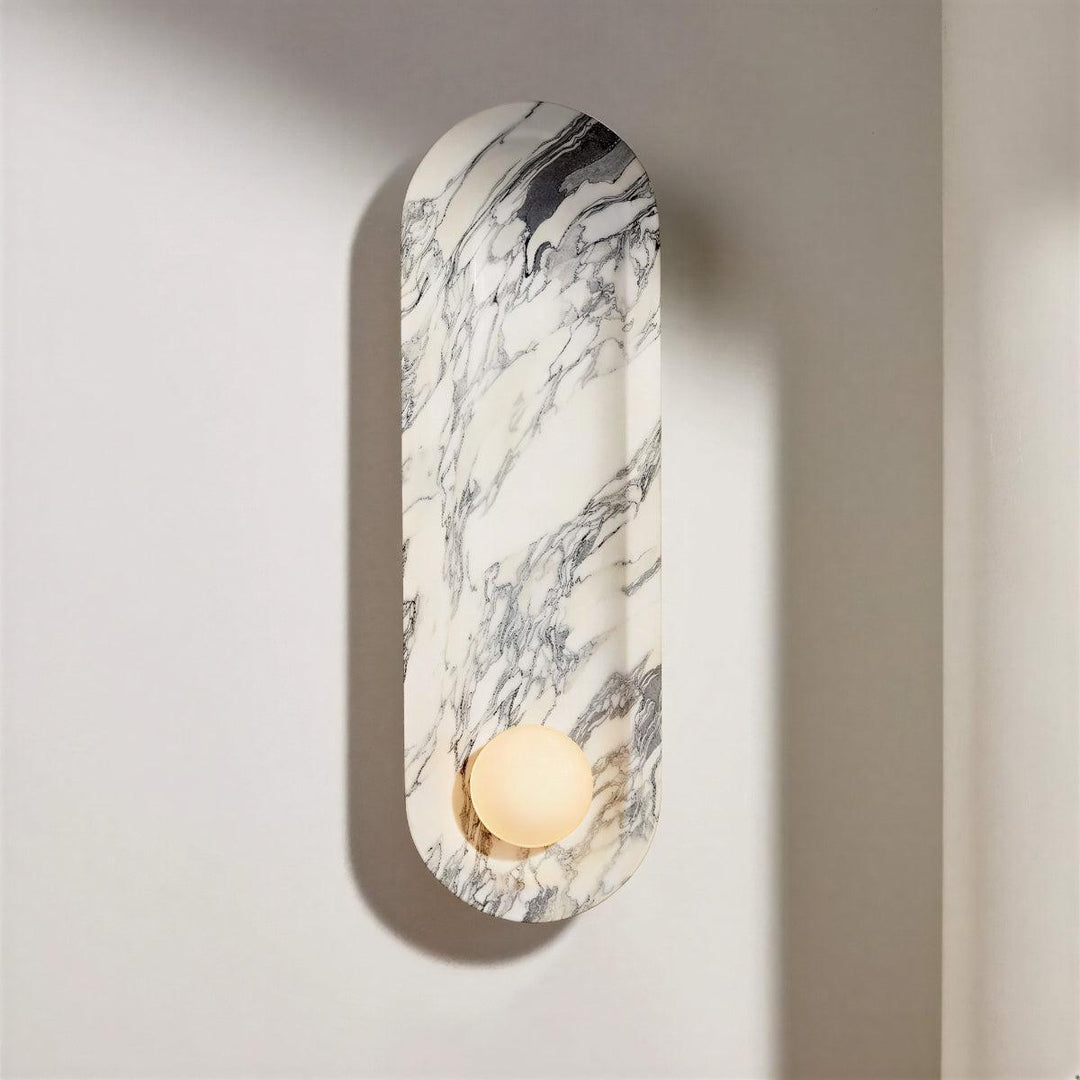 Wall Sconce Light With Marble Lampshade And Refined Timeless Design