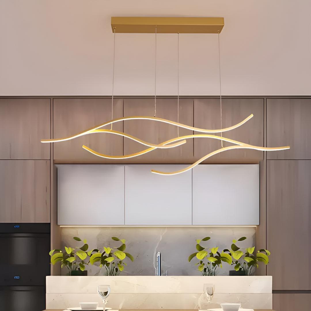 Wave Designed Linear Pendant Light For Kitchen Island