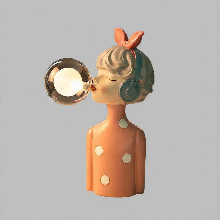 Woman Figurine Table Lamps With Light Bulbs As Bubble Gum