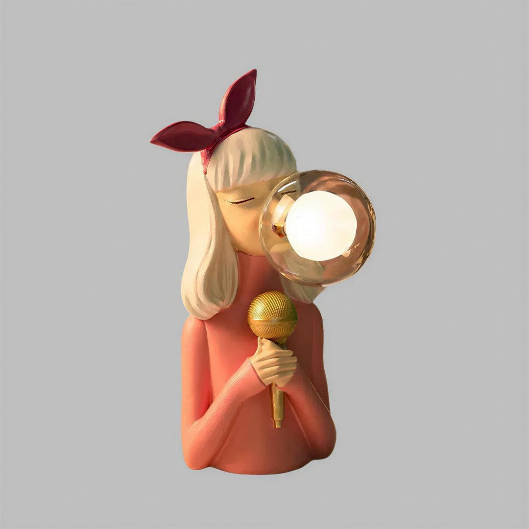 Woman Figurine Table Lamps With Light Bulbs As Bubble Gum