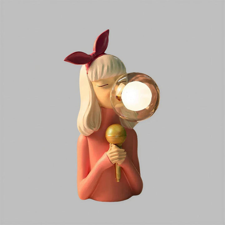 Woman Figurine Table Lamps With Light Bulbs As Bubble Gum