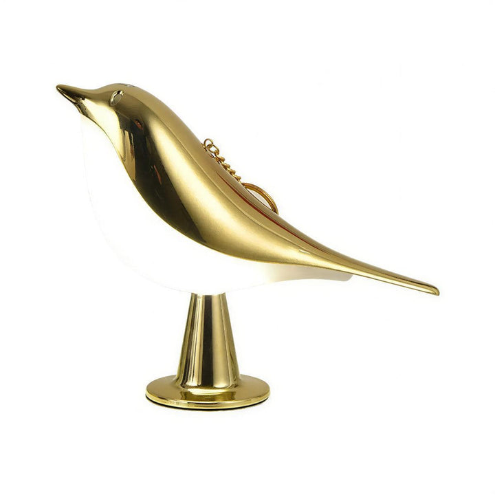 Wood-Grain Bird Styled Cordless Rechargeable Table Lamp With Touch Control