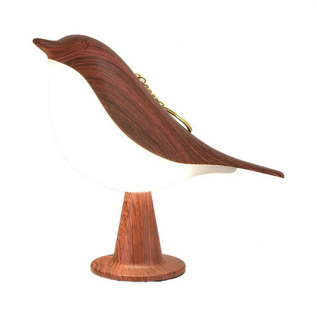 Wood-Grain Bird Styled Cordless Rechargeable Table Lamp With Touch Control