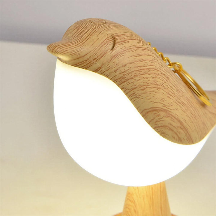 Wood-Grain Bird Styled Cordless Rechargeable Table Lamp With Touch Control