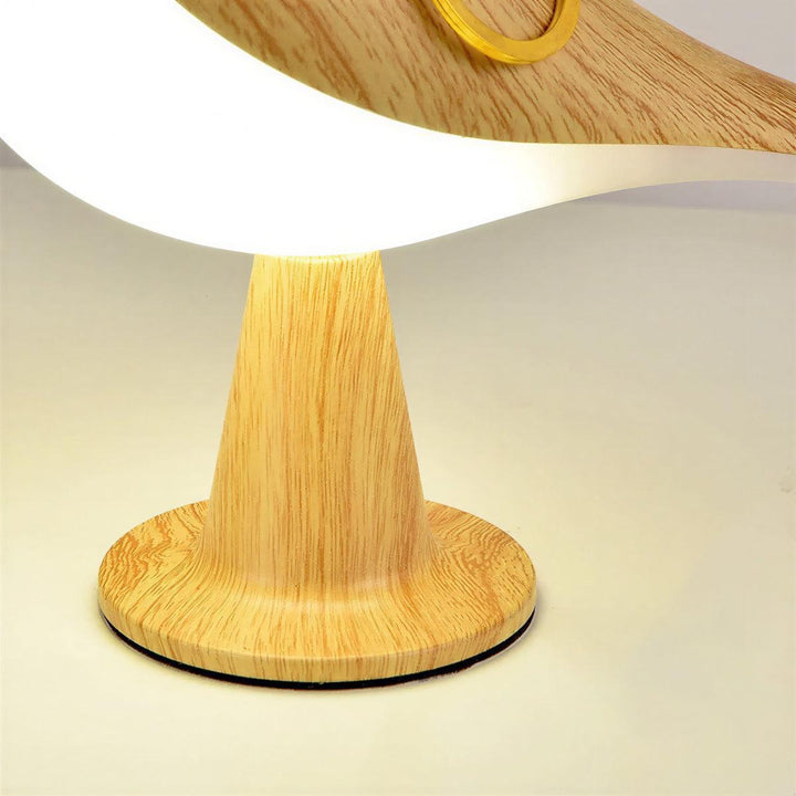 Wood-Grain Bird Styled Cordless Rechargeable Table Lamp With Touch Control