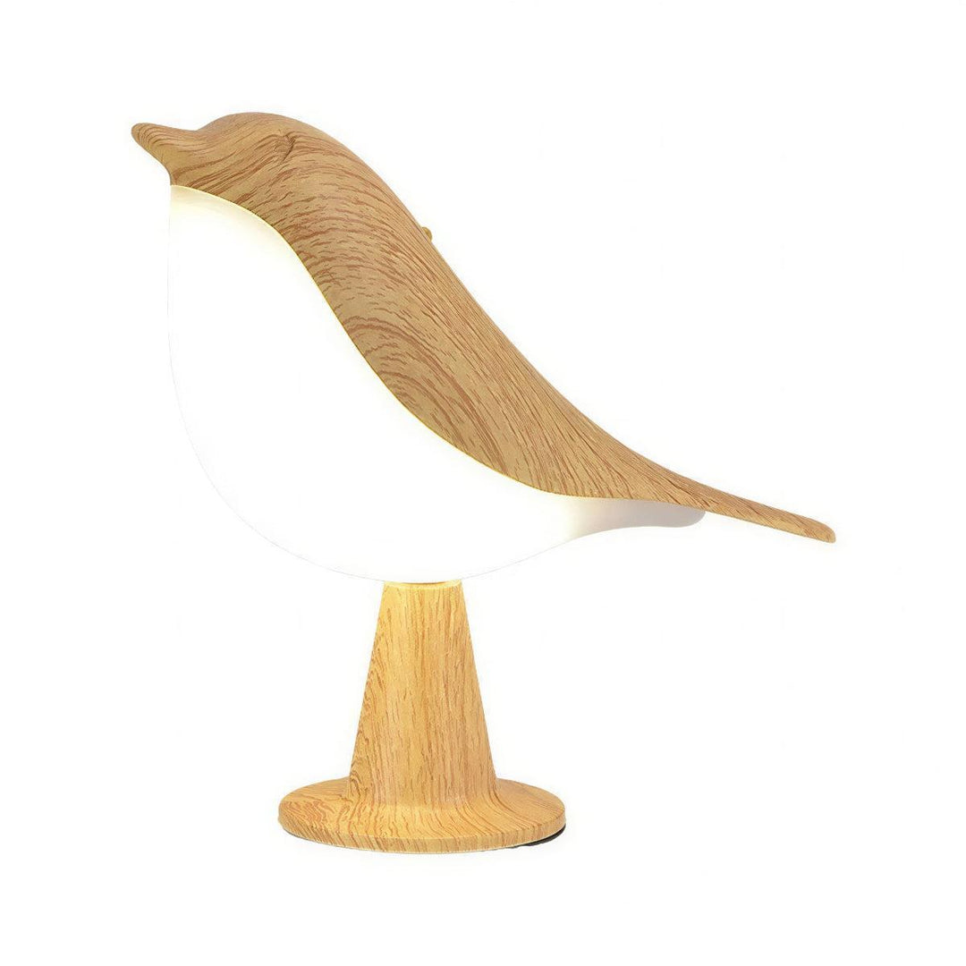 Wood-Grain Bird Styled Cordless Rechargeable Table Lamp With Touch Control