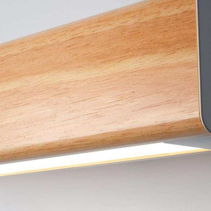 Wood Styled Bathroom Vanity Mirror Light With Linear Design