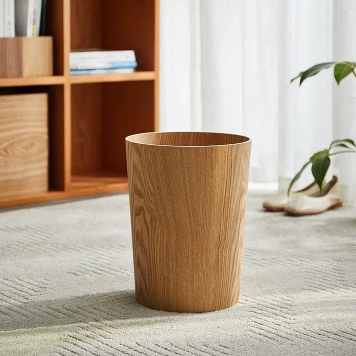 Wood Styled Swing Lid Rubbish Bin With Dual Layer Design