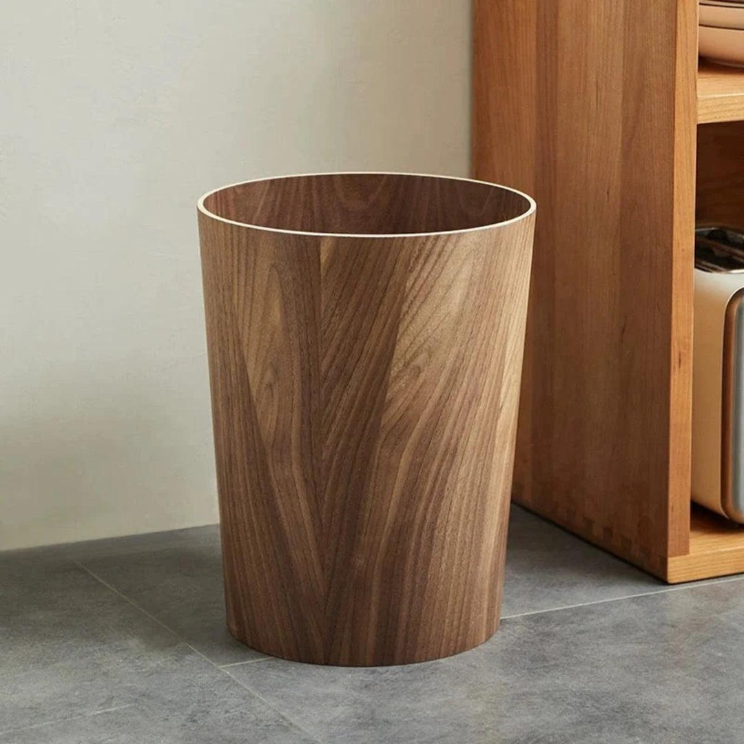 Wood Styled Swing Lid Rubbish Bin With Dual Layer Design