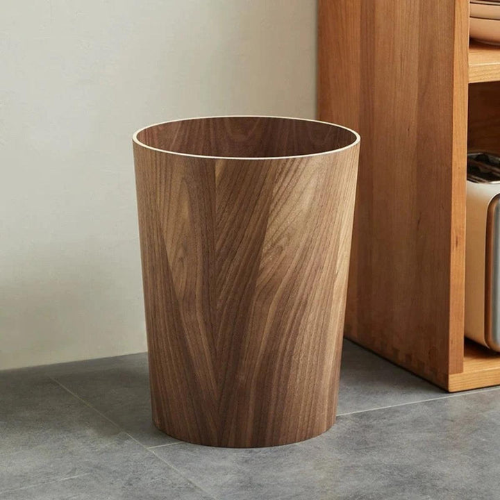 Wood Styled Swing Lid Rubbish Bin With Dual Layer Design