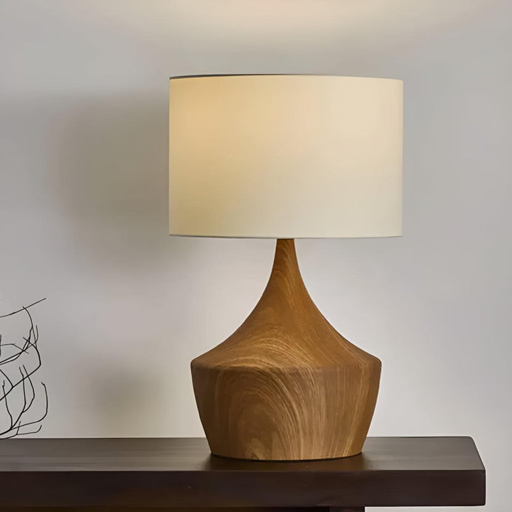 Wooden Japandi Bedside Table Lamp for Calm Ambient Lighting